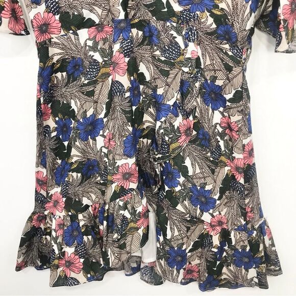 Anthropologie Lost + Wander Floral Ruffle Edge Wrap Style Mini Dress NEW no belt - Picture 4 of 16